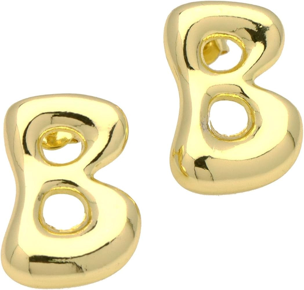 Bubble Initial Earrings for Women, Dainty Balloon Letter Earring Charm 14K Gold Plated Puffy Name... | Amazon (US)