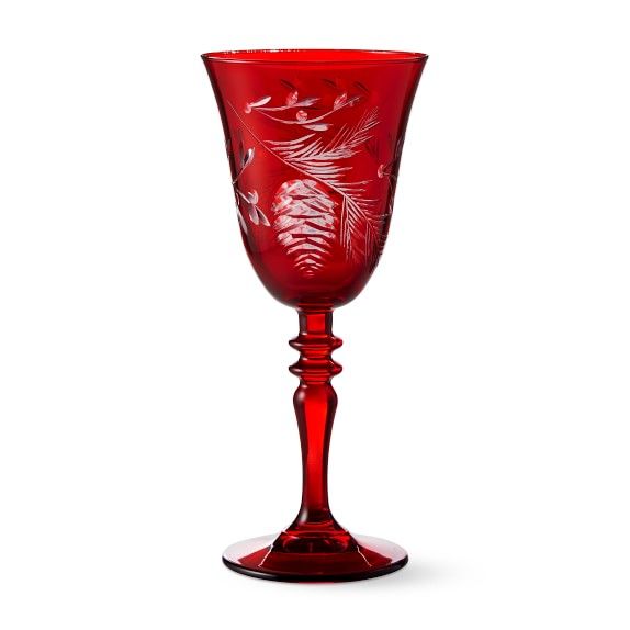 Red Pinecone Cut Wine Glasses | Williams-Sonoma