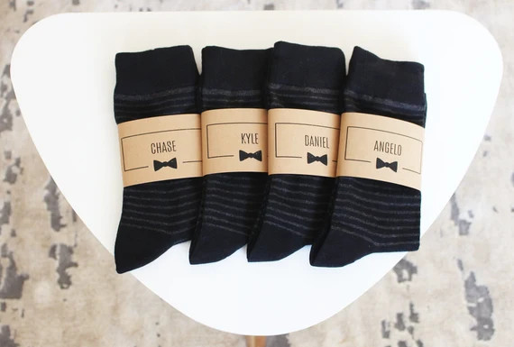 Personalized Groomsmen Socks | Black Striped Wedding Socks - Men's Size 7-12 | Custom Sock Labels | Etsy (US)