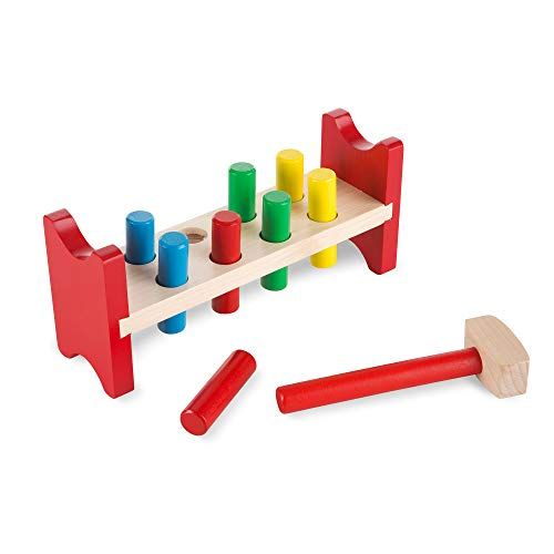 Melissa & Doug Deluxe Wooden Pound-A-Peg Toy With Hammer | Amazon (US)