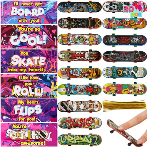JOYIN 30 Packs Valentine's Day Mini Finger Skateboards with Cards, Classroom Exchange Gift for Ki... | Amazon (US)