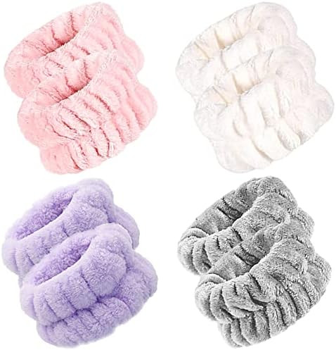 4 Pairs Microfiber Wrist Wash Bands Set,Soft Spa Face Absorbent Wristbands Wrist Sweatband No Dri... | Amazon (US)