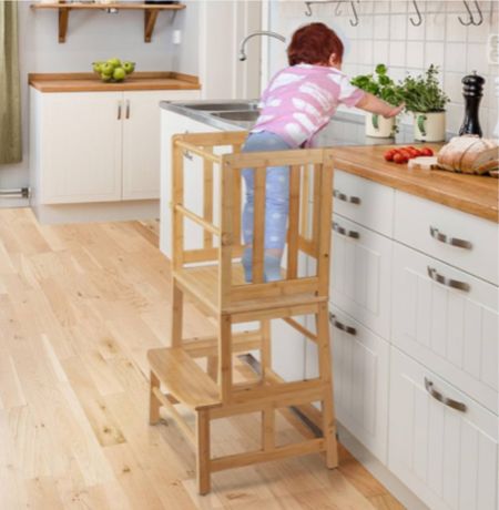 Lightening Amazon deal.  Kids Kitchen Step Stool. Toddler Standing Tower with CPC Certification, Removable Anti-Drop Railing Safety Rail Enjoys Unique Patented Design A Anti-tip Structure More Stable, Natural Bamboo

#LTKkids #LTKbaby #LTKhome