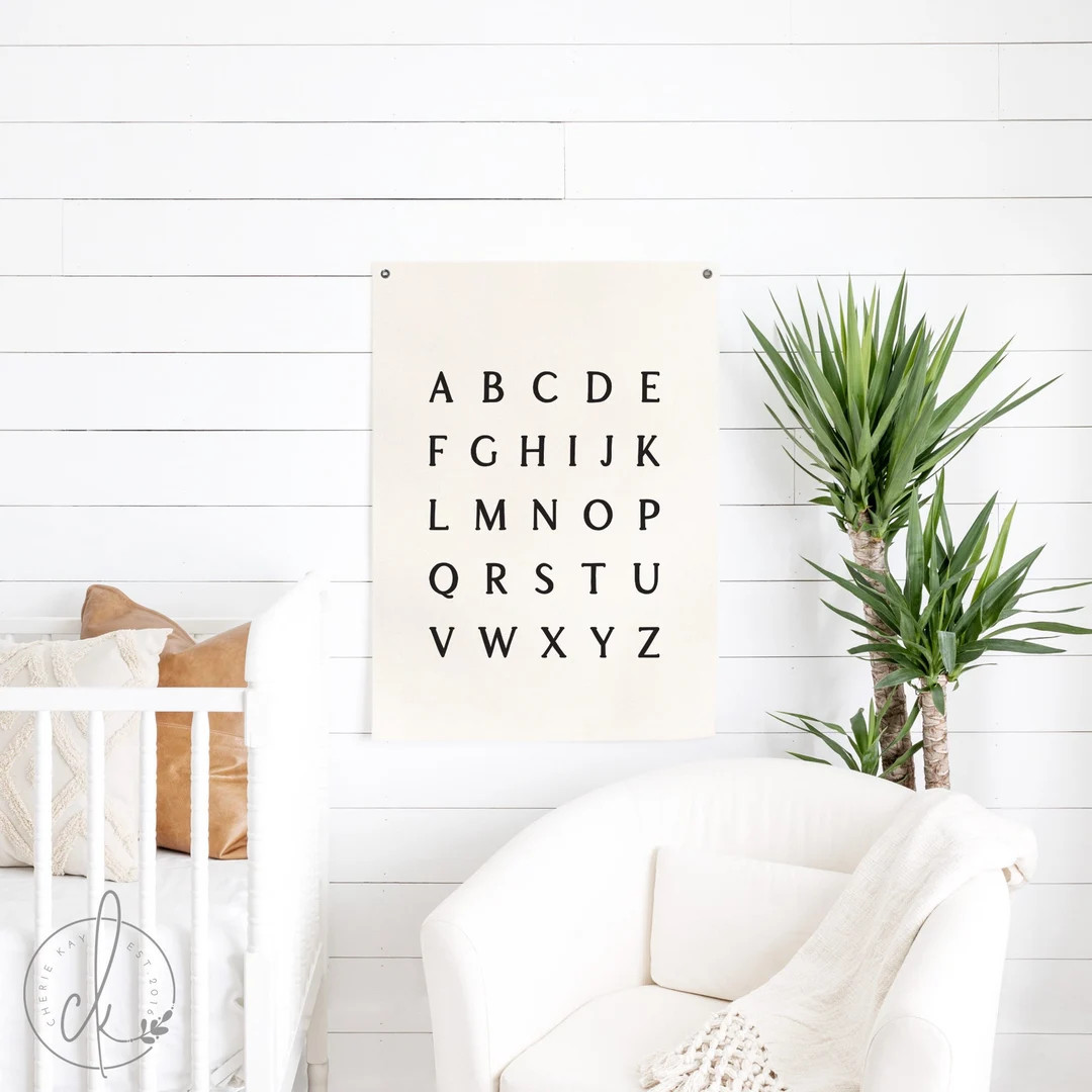 ABC Flag Canvas Flag Wall Decor Alphabet Playroom Sign Playroom Art Wall Decor for Playroom Class... | Etsy (US)