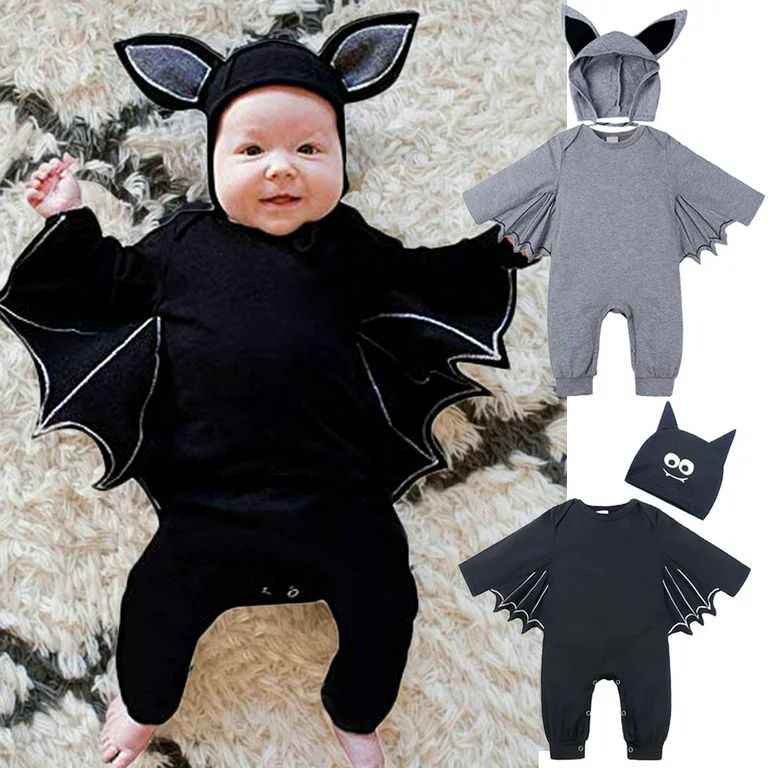 Infant Toddler Baby Halloween Costume Vampire Bat Cosplay Romper Hat Outfits Set | Walmart (US)