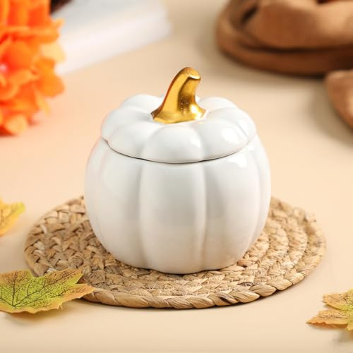 Pumpkin Shape Candle,Pumpkin Spice Scented Candles,Soy Candle for Fall Decor,White,9oz | Amazon (US)