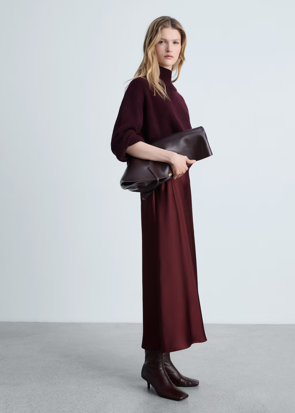 Midi satin skirt burgundy - Women - S - MANGO | Mango (US/MX/AU)