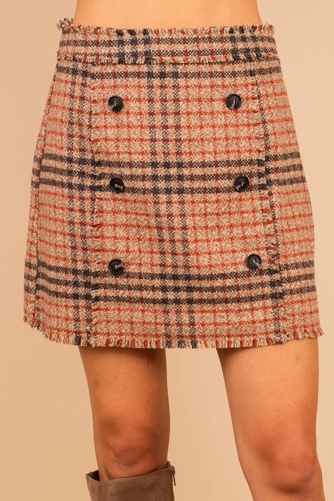 Tell The Truth Brown Plaid Skirt | The Mint Julep Boutique