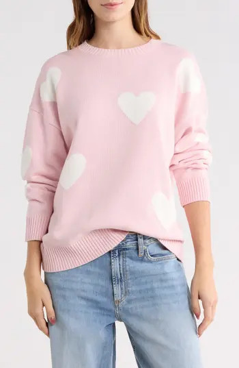 Abound Hearts Sweater in Pink Hearts at Nordstrom Rack, Size Small | Nordstrom Rack