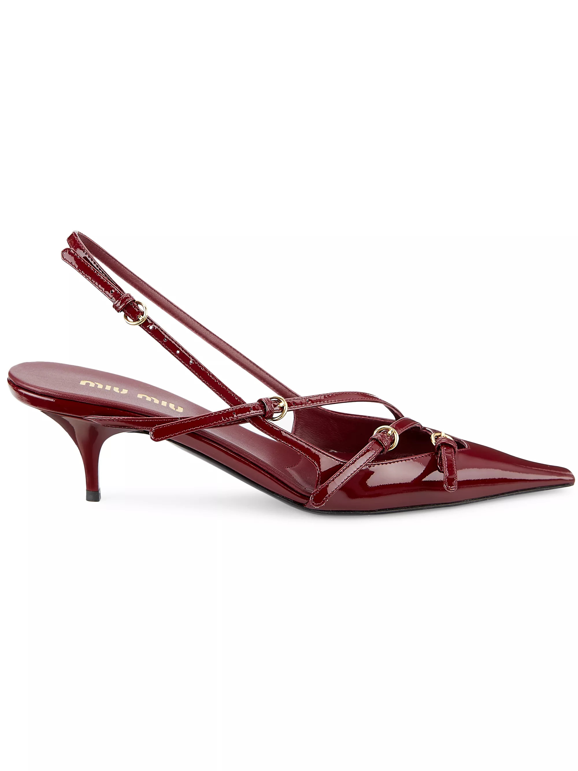 55MM Patent Leather Multi-Buckle Slingbacks | Saks Fifth Avenue