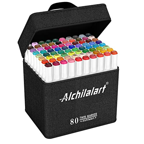 alchilalart 80-Colors Alcohol Based Markers, Alcohol Markers Set, Dual Tip Alcohol Sketching Drawing Markers Animation for Adults Kids | Amazon (US)