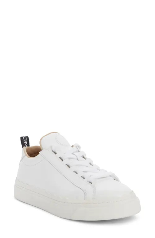 Chloé Lauren Low Top Sneaker in White Leather at Nordstrom, Size 8Us | Nordstrom