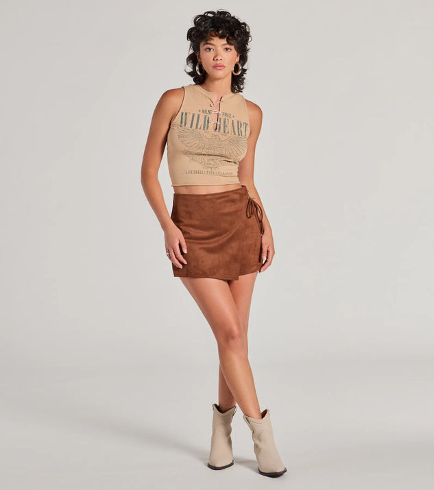 Wrap It Up High-Rise Faux Suede Mini Skort | Windsor Stores
