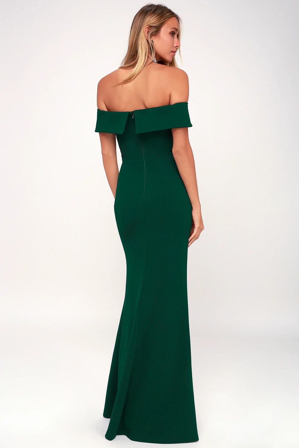 Aveline Forest Green Off-the-Shoulder Maxi Dress | Lulus (US)