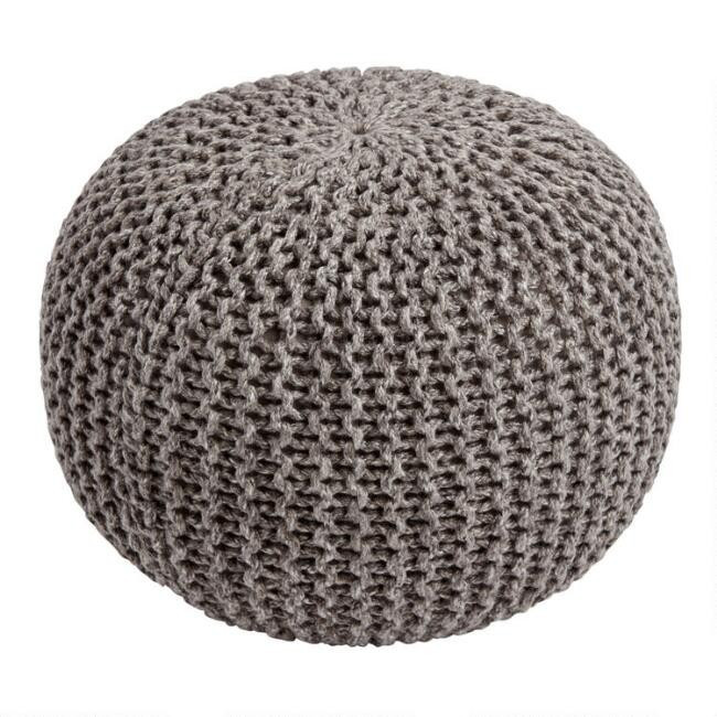 Round Knit Indoor Outdoor Pouf | World Market