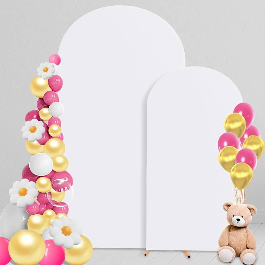 White Arch Cover 7.2FT 6FT Arch Backdrop Cover Set of 2 Wedding Spandex Arch Backdrop Cover for B... | Amazon (US)