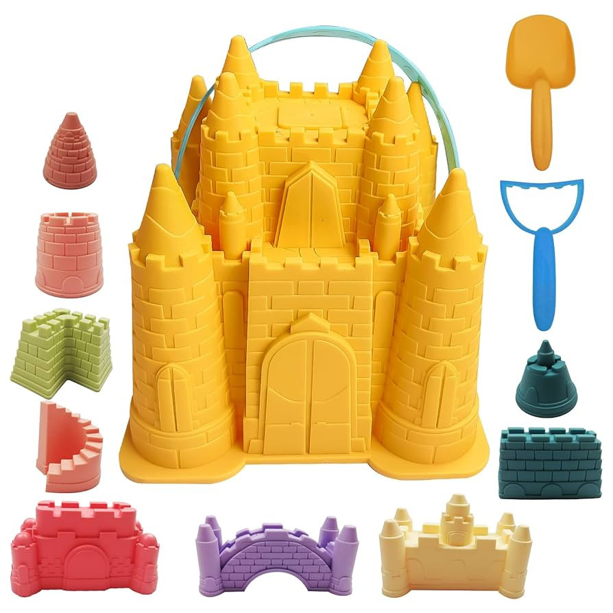 IOKUKI Beach and Sand Castle Kit, 12 PCS Sand Toys for Kids Outdoor with Sand Castle Bucket, Mold... | Amazon (US)