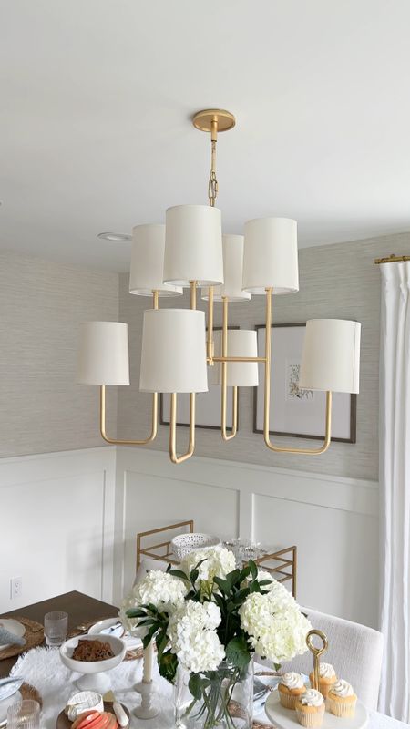 Our brass dining room chandelier! Currently 20% off at visual comfort during their July 4th sale. We have the “gold” finish with silk shades. This fixture is so classic and beautiful. It’s the perfect size for a standard width dining table. Would look great in a foyer or in a primary bedroom too. 

#LTKsalealert #LTKhome #LTKstyletip