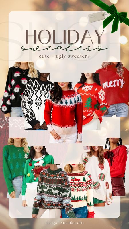 Cute ugly holiday sweaters. Ugly Christmas sweaters. Fun and cute sweaters. Festive holiday sweaters  

#LTKHoliday #LTKfindsunder50 #LTKSeasonal