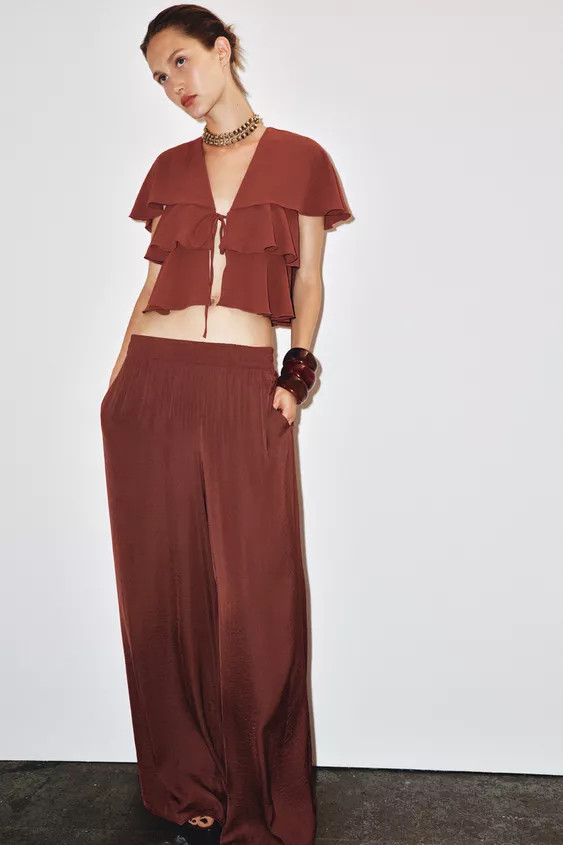 FLOWY WIDE LEG PANTS | Zara US