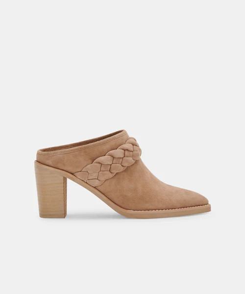 SERLA WIDE MULES IN TRUFFLE SUEDE | DolceVita.com