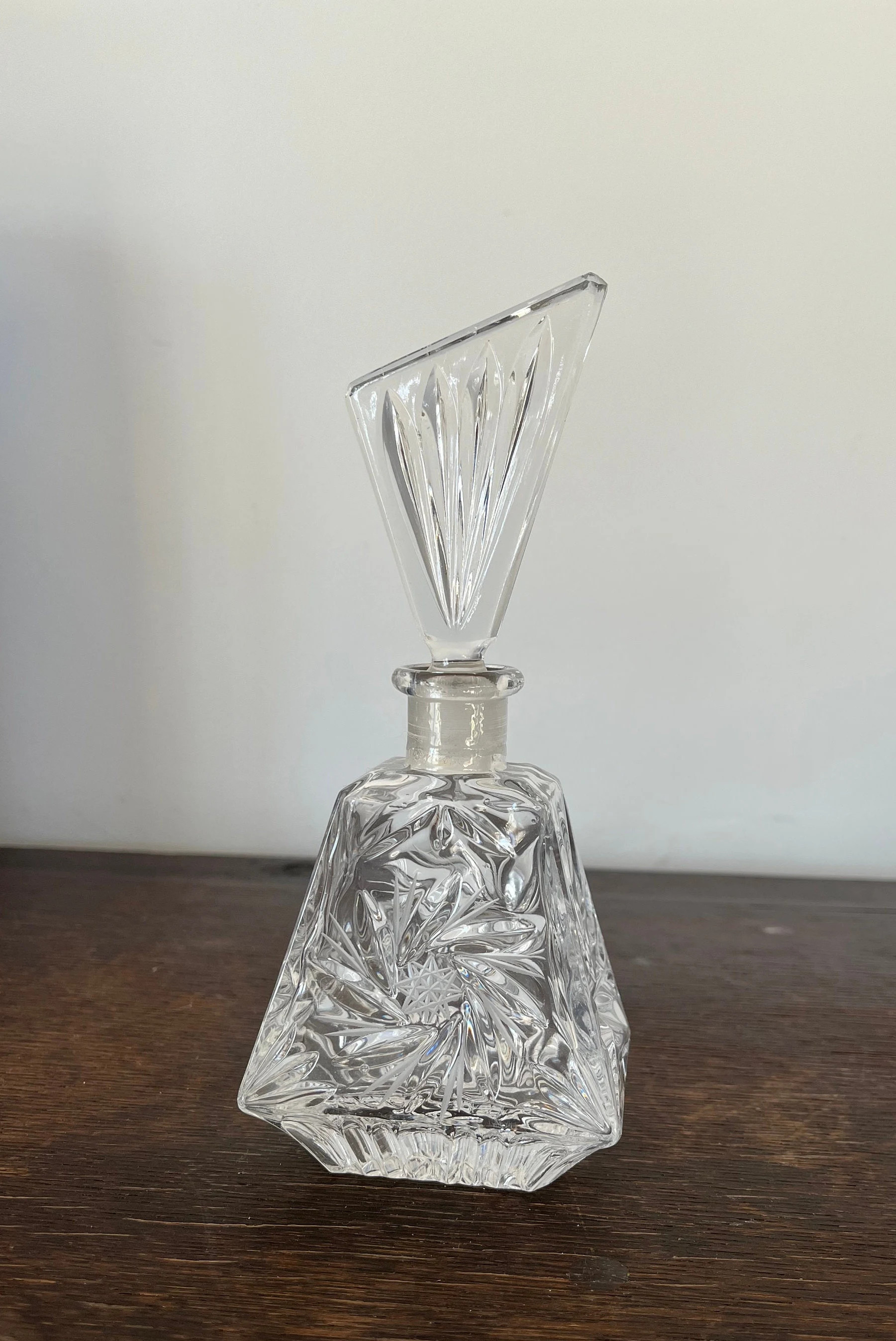 Art Deco cut glass crystal perfume bottle | Etsy (Global)