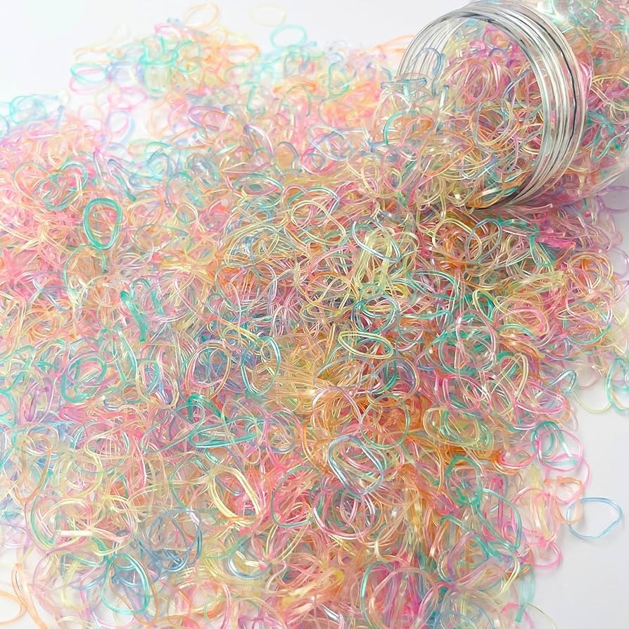 1500 Count Tiny Size Iridescent Pastel Rubber Hair Bands - Baby Hair Ties, Mini Elastic Hair Ties... | Amazon (US)