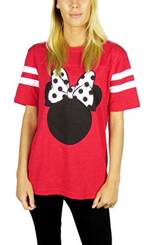 Disney Womens Minnie Mouse Varsity Football Tee Small Red Heather | Amazon (US)