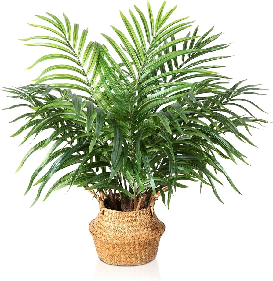 MOSADE Artificial Palm Tree 28" Fake Potted Areca Palm Plant with Handmade Seagrass Basket, Perfe... | Amazon (US)