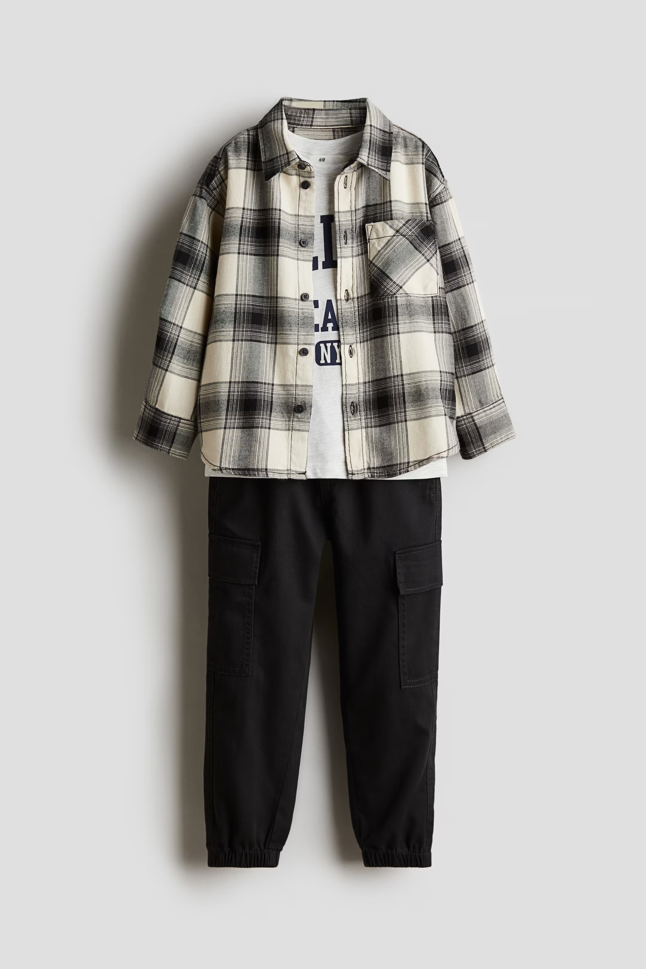 3-piece Cotton Set - Round Neck - Long sleeve - Gray melange/College League - Kids | H&M US | H&M (US + CA)