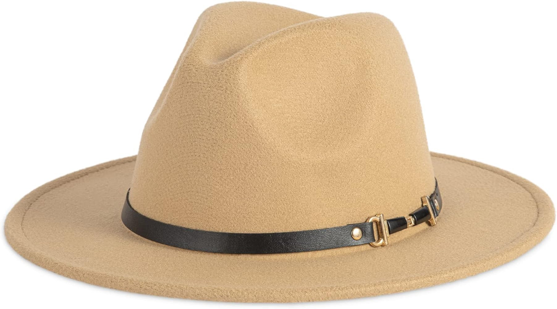 Verabella Fall Hats for Women Retro Warm Felt Hat Boho Hats for Women with Belt Buckle | Amazon (US)