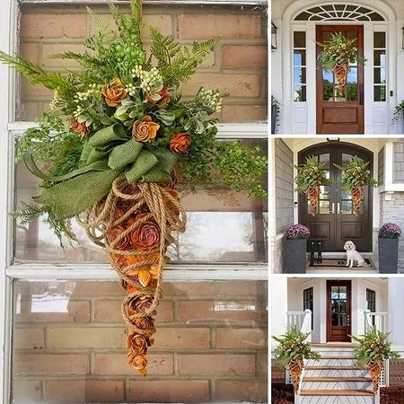 SQUARE CARMEN Rustic Organic Carrot Wreath Door Hanging Wreath Carrot Shaped Wall Decoration Multico | Walmart (US)