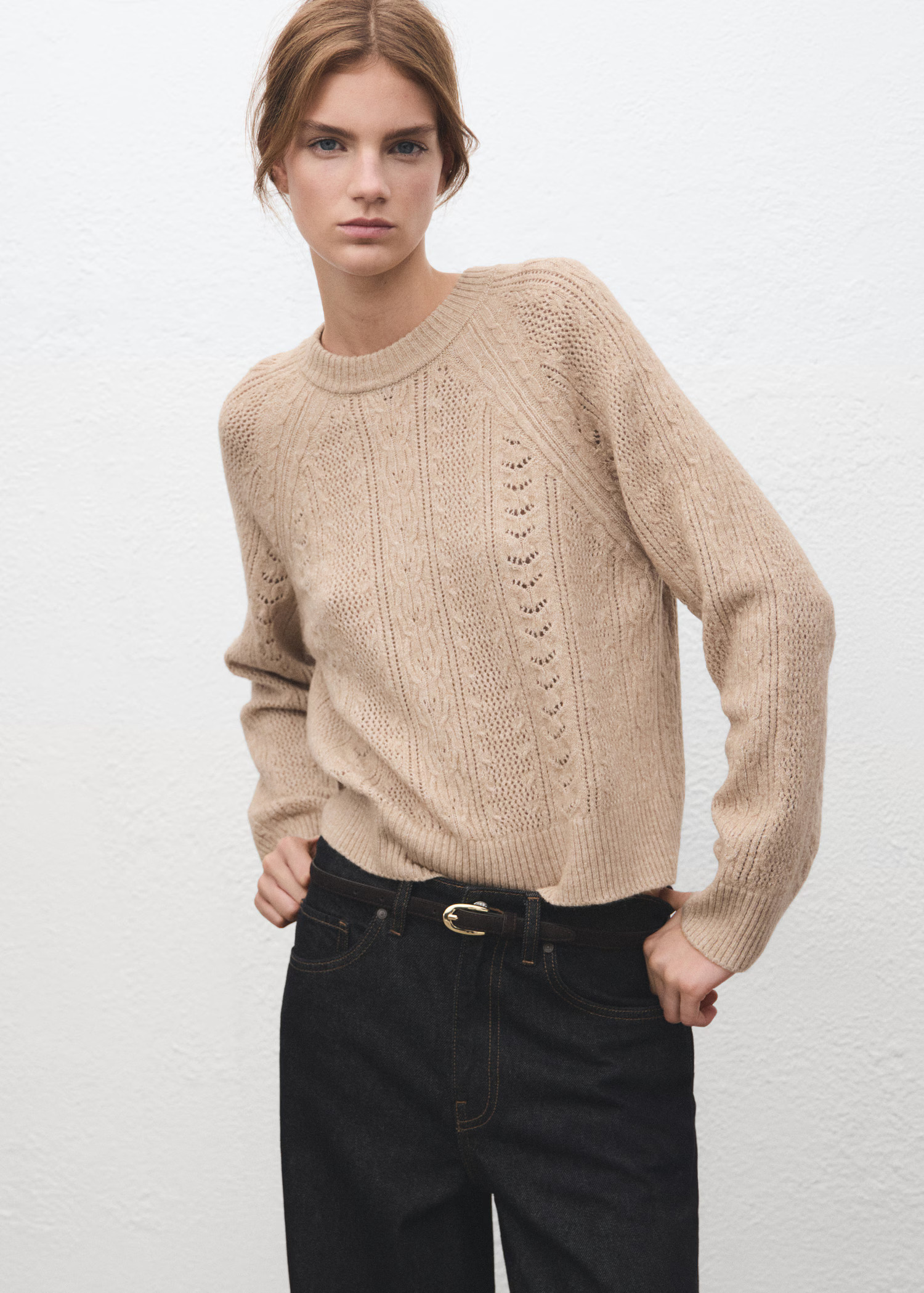 Pullover mit Lochstrickmuster | Mango EU