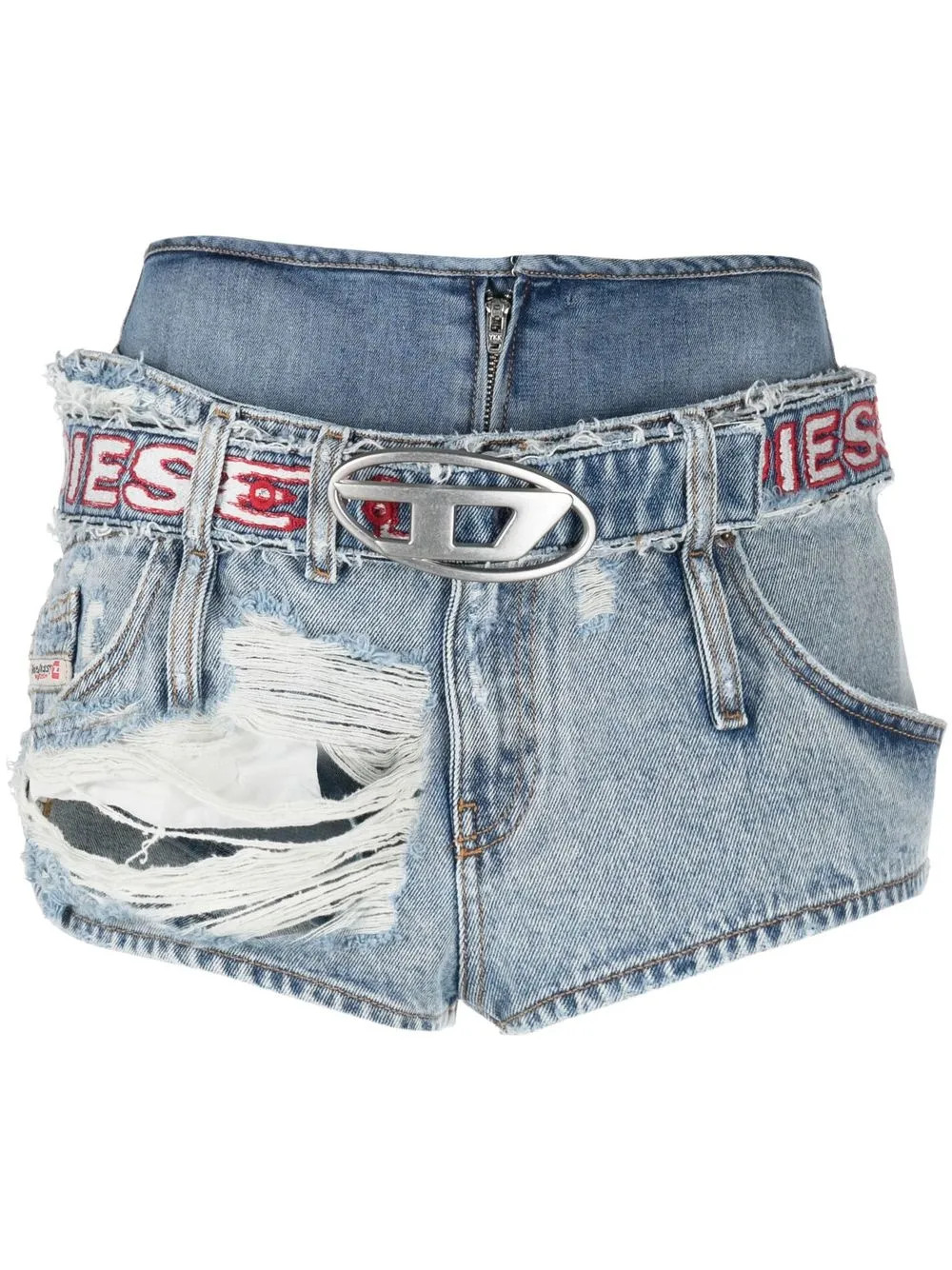 Diesel ripped-detail Denim Shorts  - Farfetch | Farfetch Global