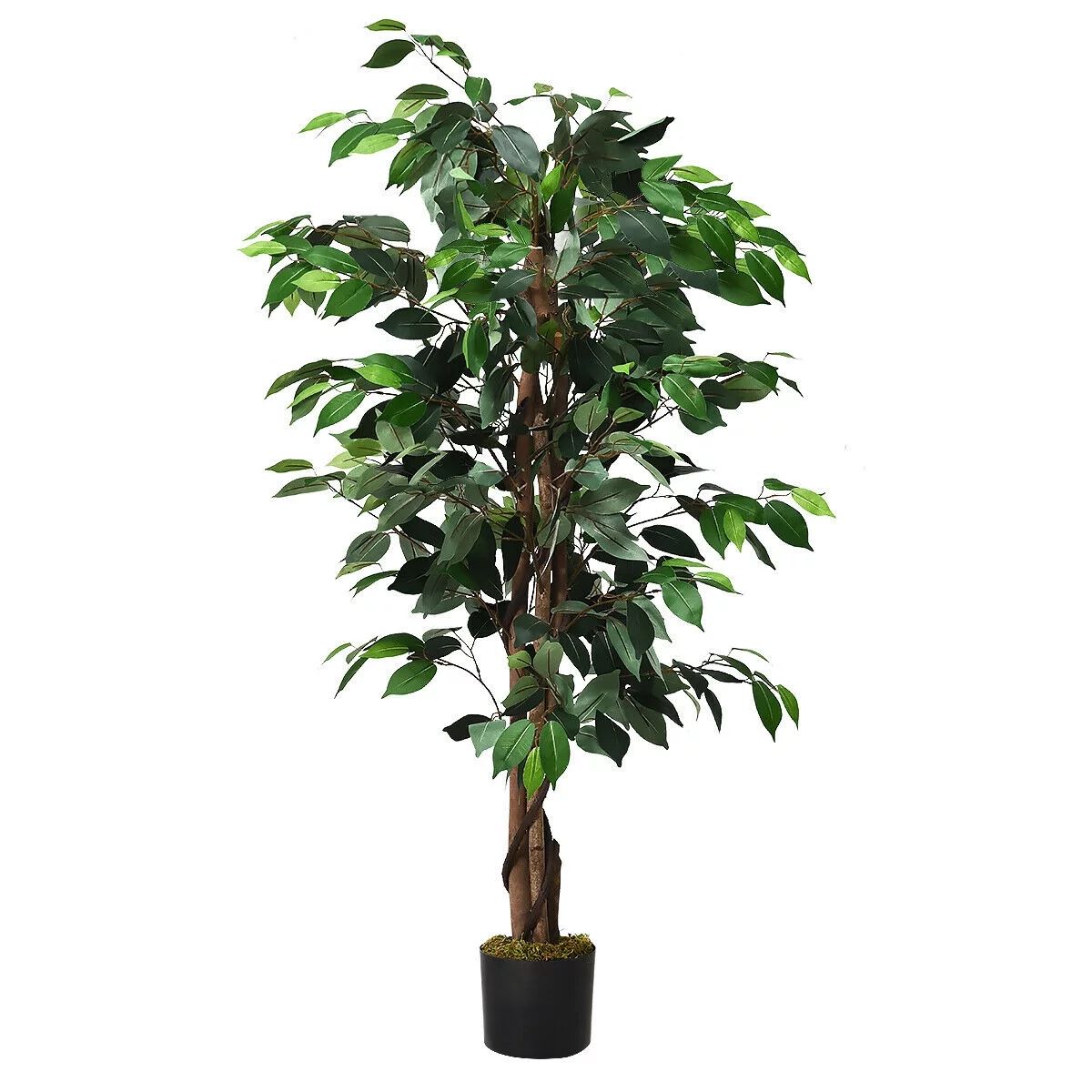 Gymax 4Ft Artificial Ficus Tree Fake Greenery Plant Home Office Decoration | Walmart (US)