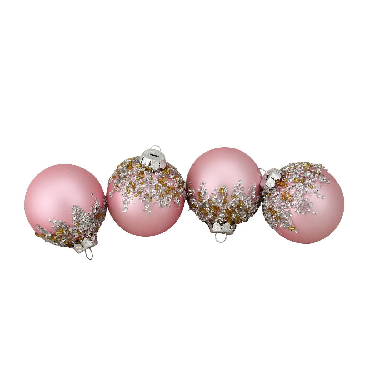 Northlight 4ct Pink Beaded and Sequined Glass Ball Christmas Ornament Set 2.75" (70mm) | Target