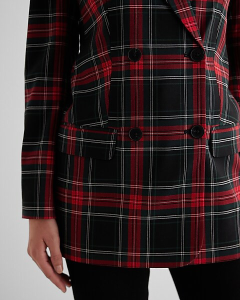 Tartan Plaid Double Breasted Blazer | Express