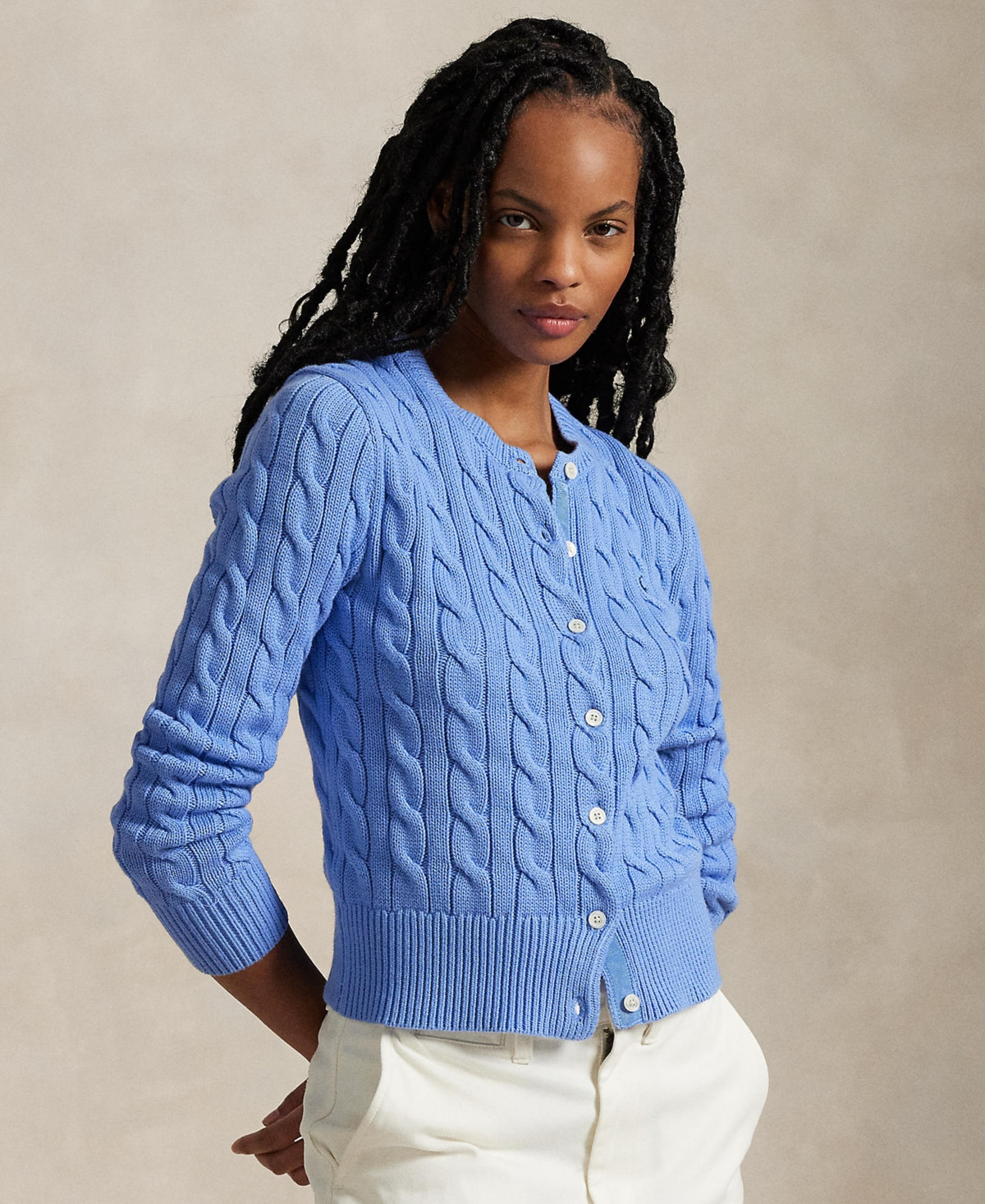 Polo Ralph Lauren Women's Cable-Knit Cotton Crewneck Cardigan Sweater - New Litchfield Blue | Macy's