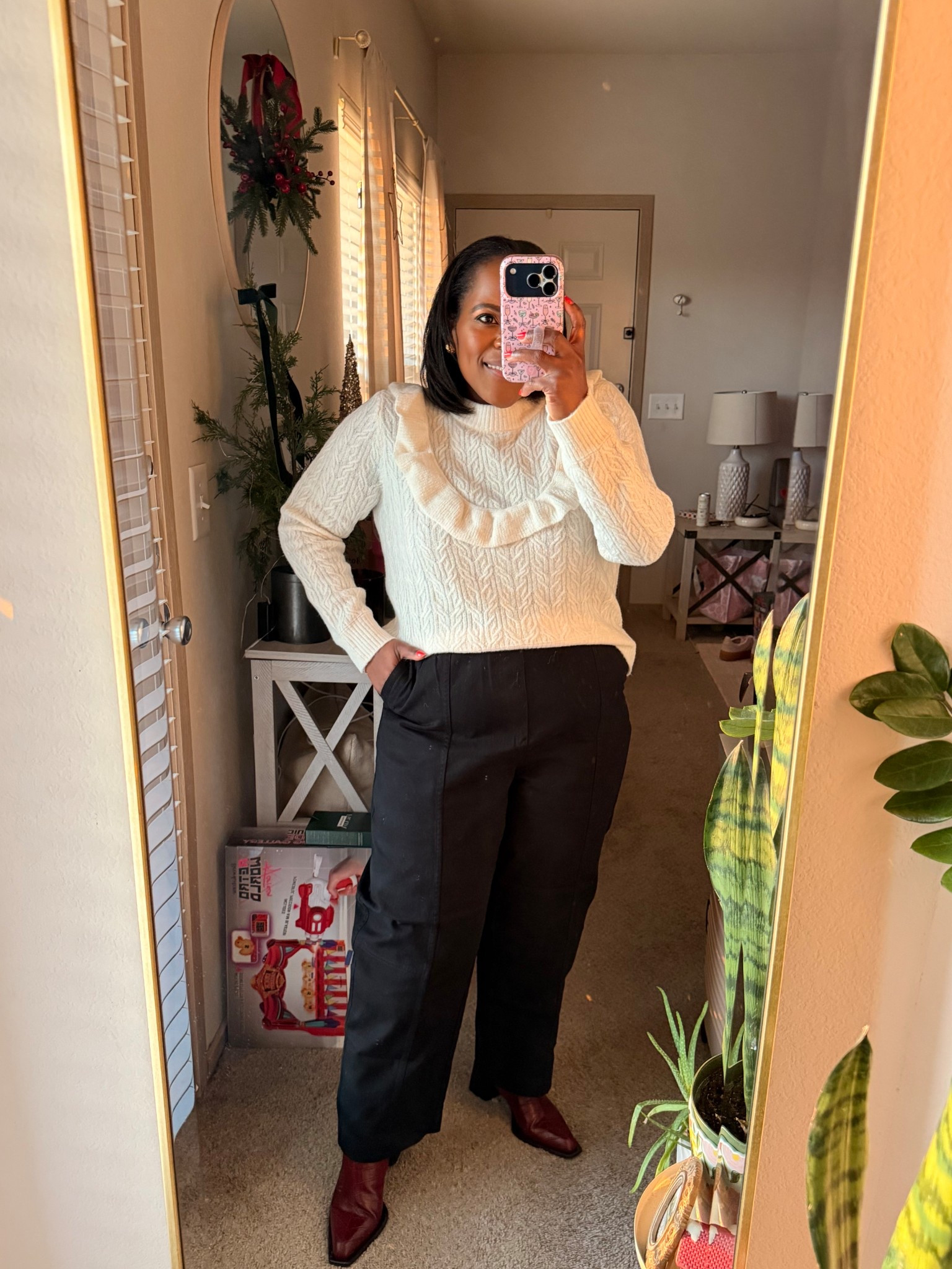 Old navy barrel black pants and wool-blend sweater!

#LTKgrwm #LTKSaleAlert #LTKFindsUnder50