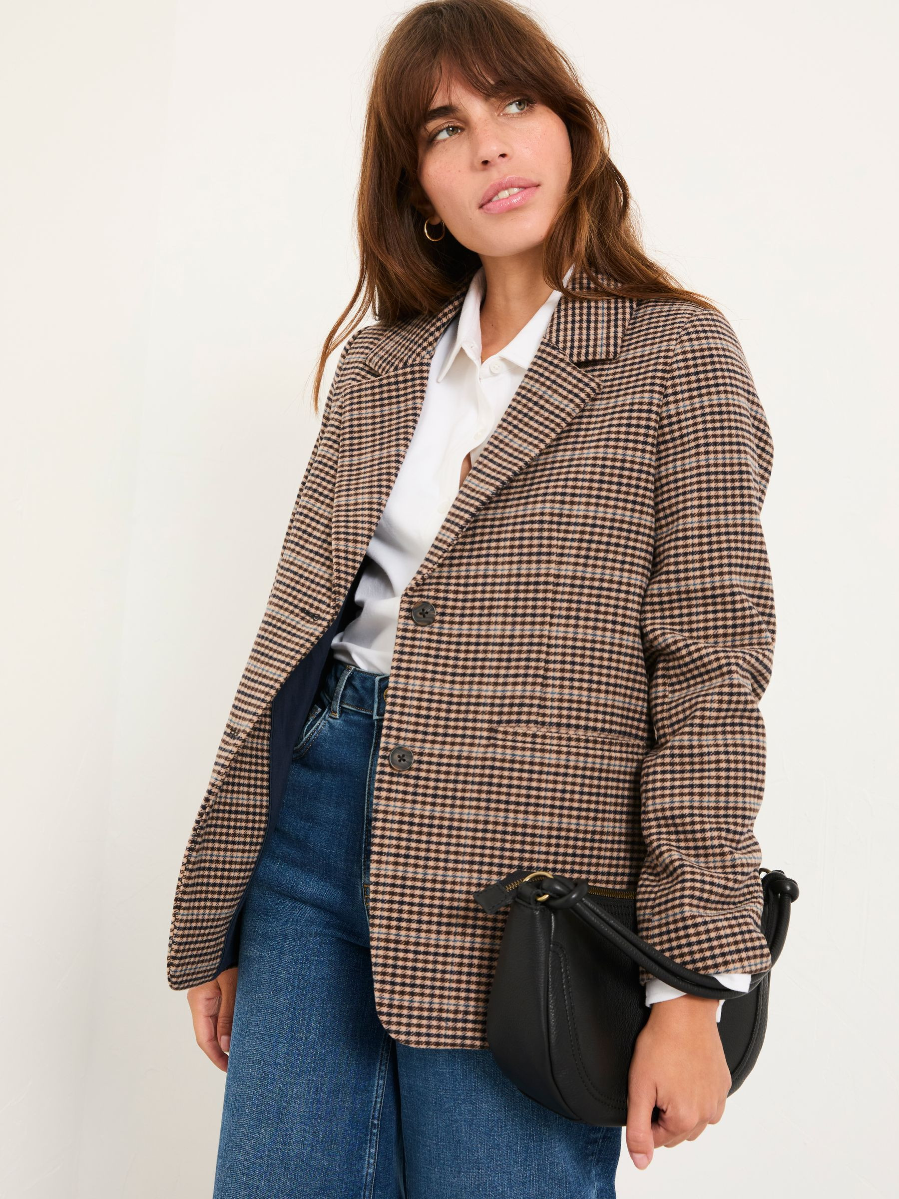 Alba Brown Check Blazer | FatFace | Fat Face