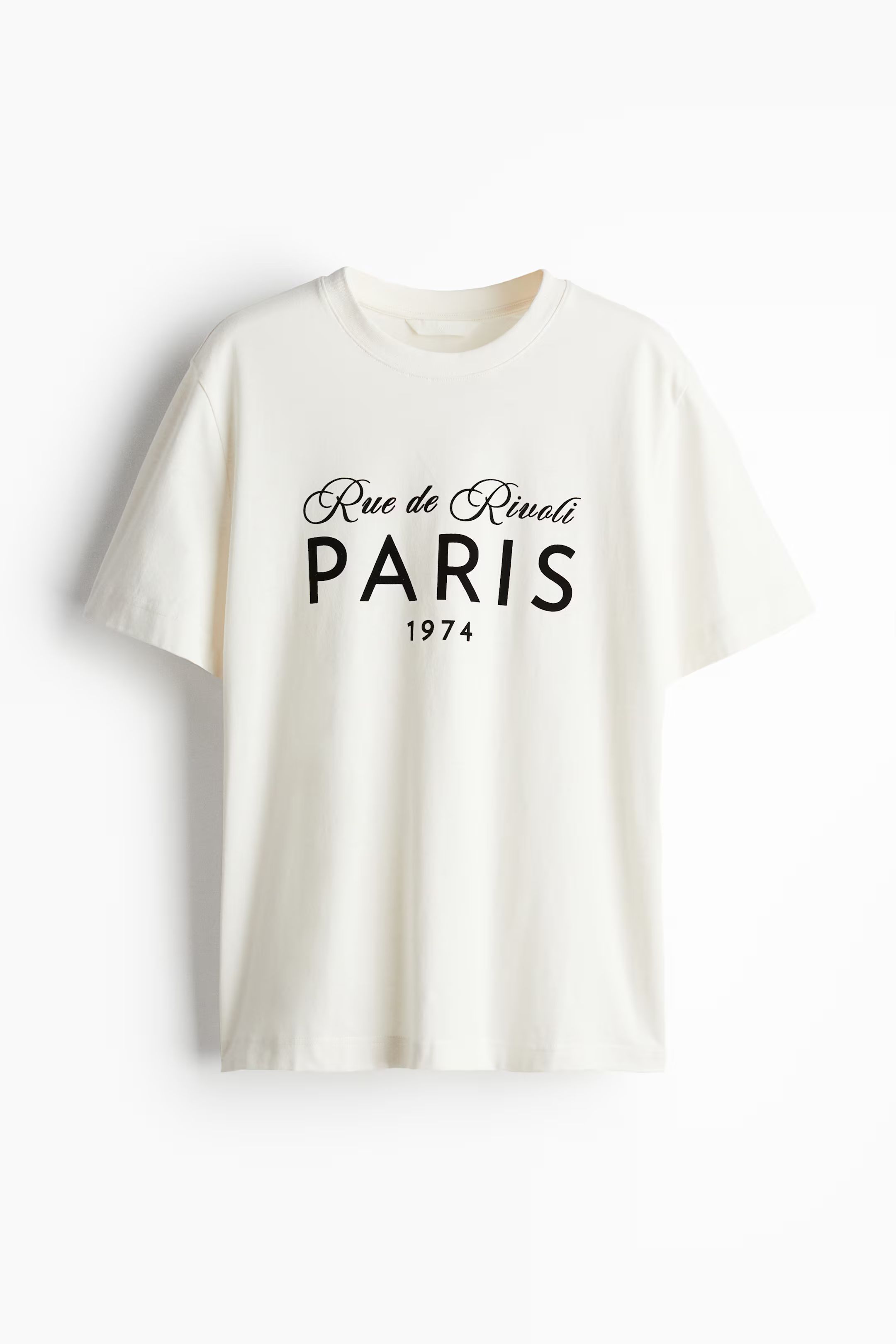 T-Shirt - Round Neck - Short sleeve - White/Paris - Ladies | H&M US | H&M (US + CA)