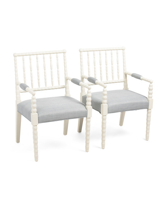 Set Of 2 21x35 Wooden Spindle Dining Arm Chairs | TJ Maxx