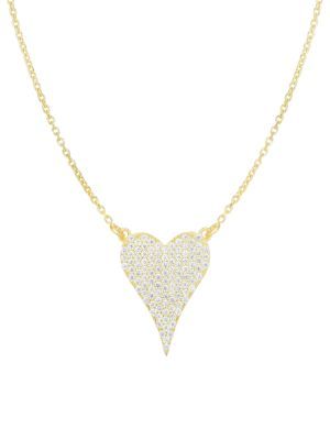 14K Yellow Gold Vermeil & Crystal Heart Pendant Necklace | Saks Fifth Avenue OFF 5TH