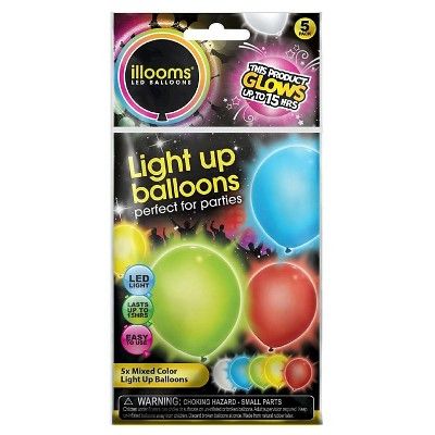 5ct illooms LED Light Up Mixed Solid Balloon | Target