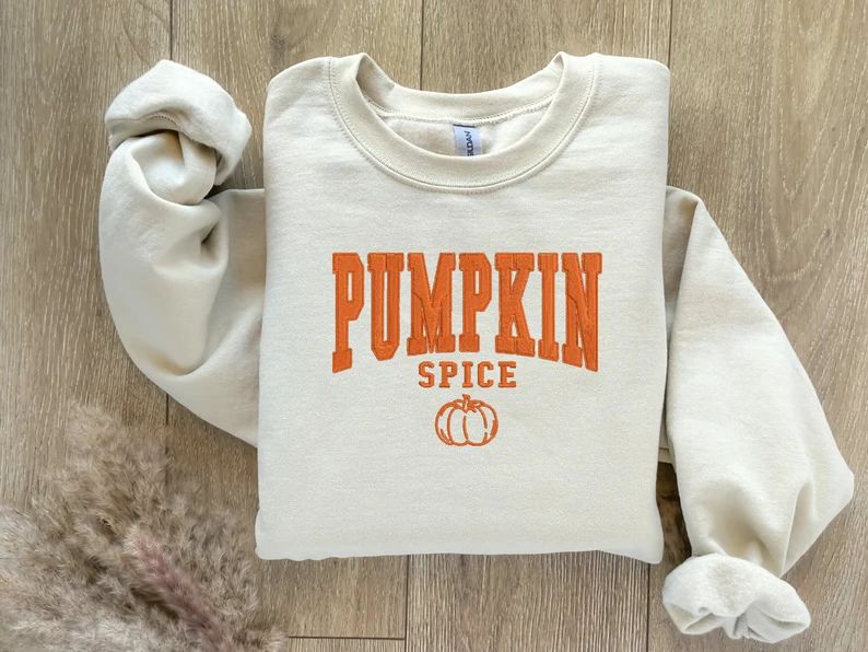 EMBROIDERED Pumpkin Spice Sweatshirt Fall Sweaters for Him - Etsy | Etsy (US)