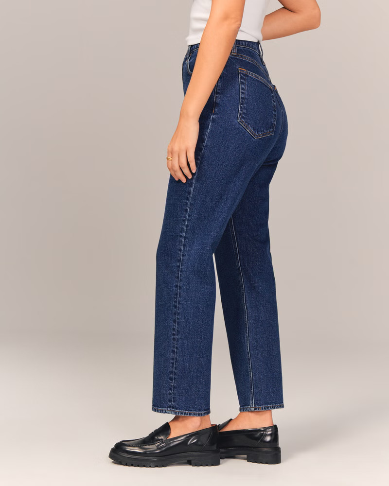 Women's Curve Love Ultra High Rise Ankle Straight Jean | Women's Bottoms | Abercrombie.com | Abercrombie & Fitch (US)