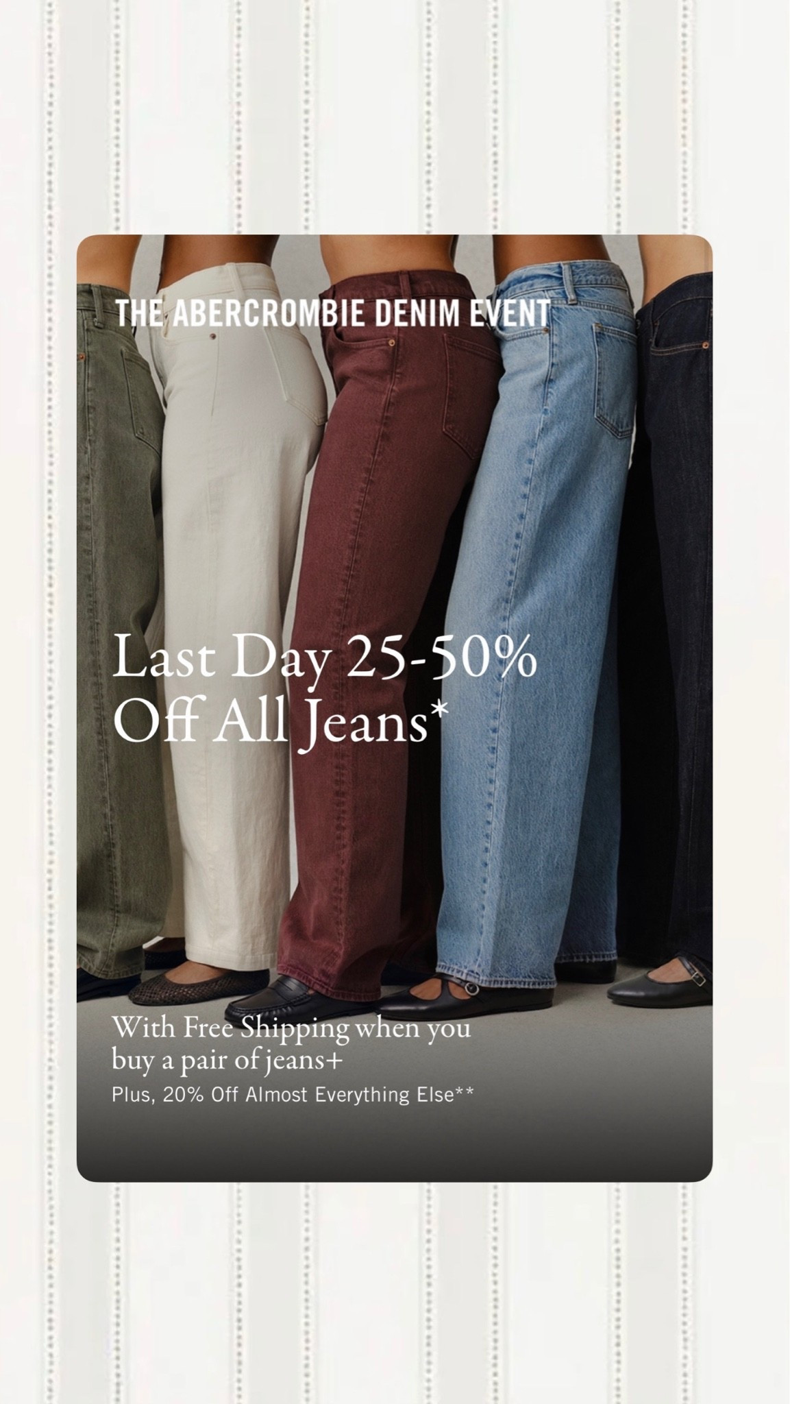 ABERCROMBIE DENIM SALE✨
Use Code: DENIMAF for stackable %15 off

@abercrombie