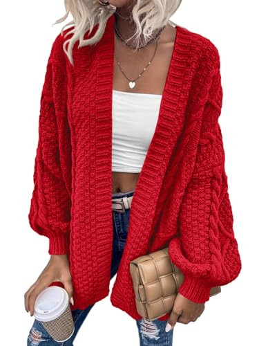 Dyexces Womens Oversized Cardigan Sweaters Open Front Cable Knit Lantern Long Sleeve Chunky Outwe... | Amazon (US)