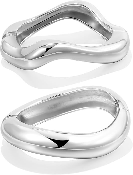 Elegance 11 designs Gold Bangles For Women Chunky Trendy Hinged Cuff Open Bracelet Wide Minimalis... | Amazon (US)