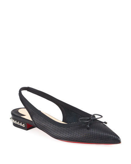Christian Louboutin Hall Napa Flat Red Sole Slingback Flats | Neiman Marcus